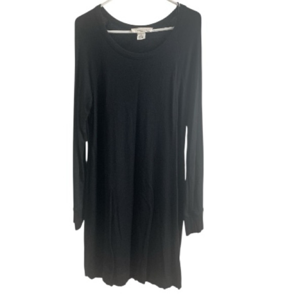 Workshop Dresse Black Long Sleeve Scoop Neck Rayon Blend Mini Shift Dress Medium